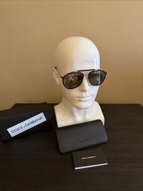 Dolce & Gabbana Black Shield Sunglasses with Subtle Logo Accents
